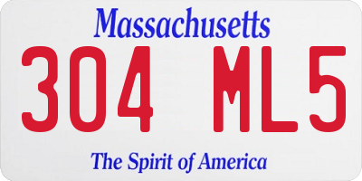 MA license plate 304ML5
