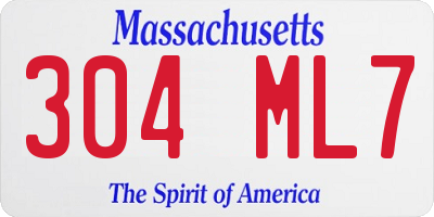 MA license plate 304ML7