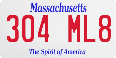 MA license plate 304ML8