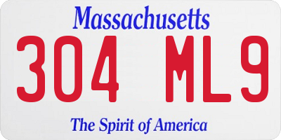 MA license plate 304ML9