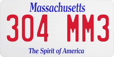 MA license plate 304MM3