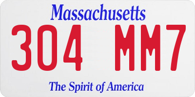 MA license plate 304MM7