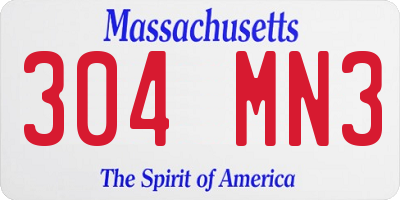 MA license plate 304MN3