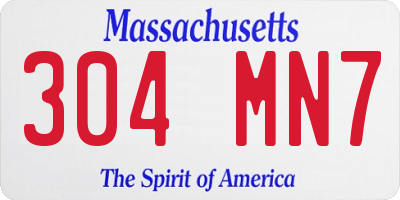 MA license plate 304MN7