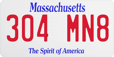 MA license plate 304MN8