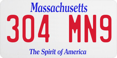MA license plate 304MN9