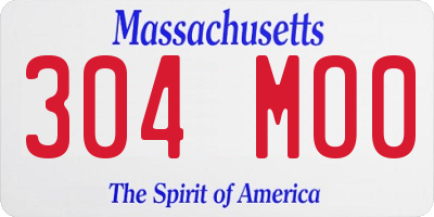 MA license plate 304MO0