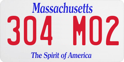 MA license plate 304MO2