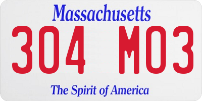 MA license plate 304MO3