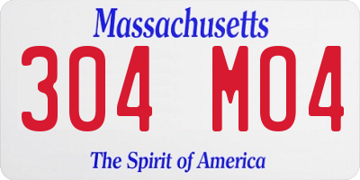 MA license plate 304MO4
