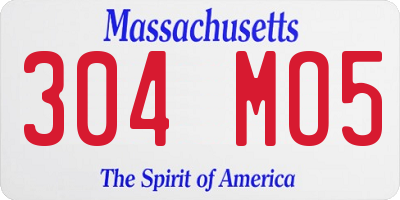 MA license plate 304MO5