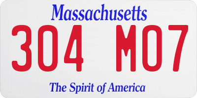 MA license plate 304MO7