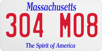 MA license plate 304MO8