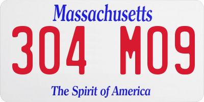 MA license plate 304MO9