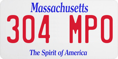 MA license plate 304MP0