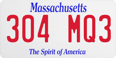 MA license plate 304MQ3