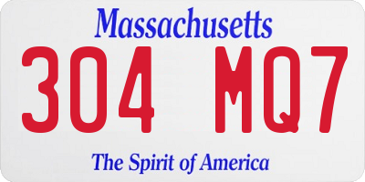 MA license plate 304MQ7