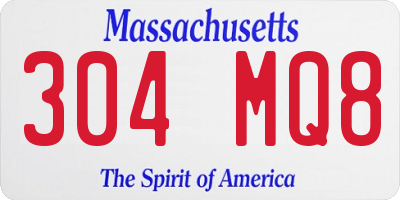 MA license plate 304MQ8