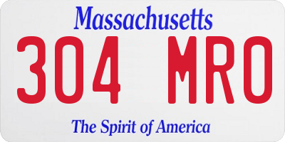 MA license plate 304MR0