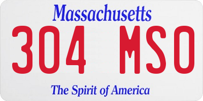 MA license plate 304MS0