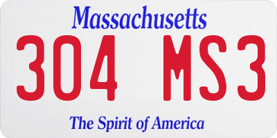 MA license plate 304MS3