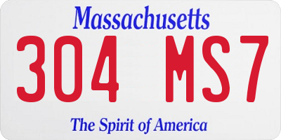 MA license plate 304MS7