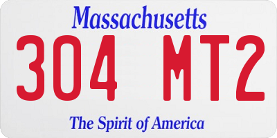 MA license plate 304MT2