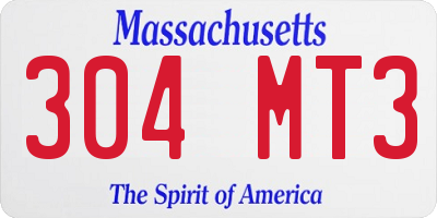 MA license plate 304MT3