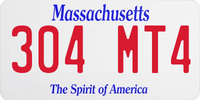 MA license plate 304MT4