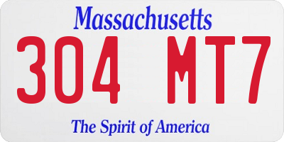 MA license plate 304MT7