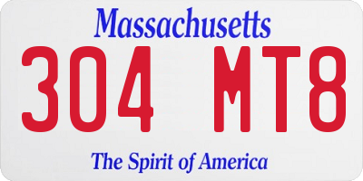 MA license plate 304MT8