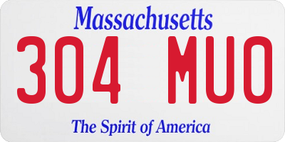 MA license plate 304MU0