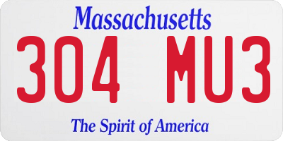 MA license plate 304MU3