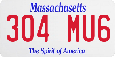 MA license plate 304MU6