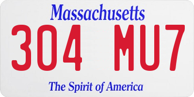 MA license plate 304MU7