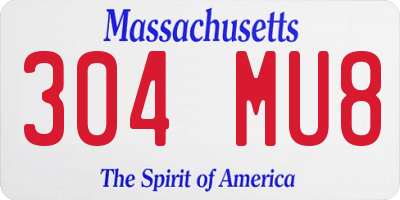 MA license plate 304MU8