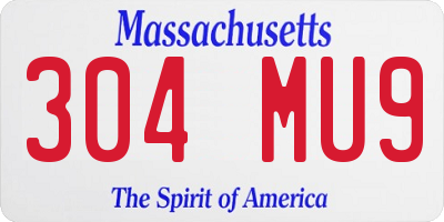 MA license plate 304MU9