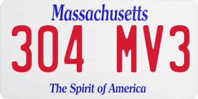 MA license plate 304MV3
