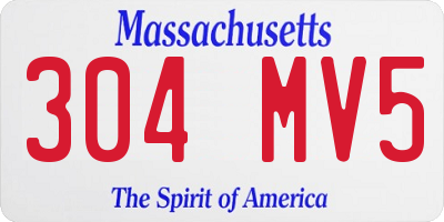 MA license plate 304MV5