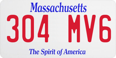MA license plate 304MV6