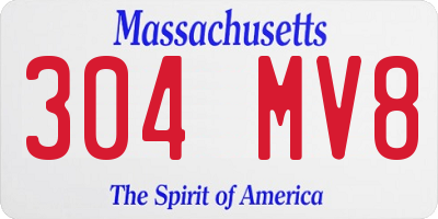 MA license plate 304MV8