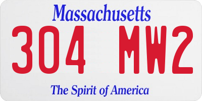 MA license plate 304MW2