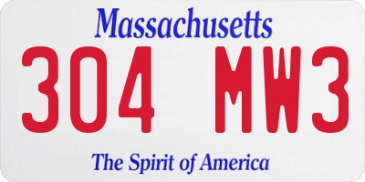 MA license plate 304MW3