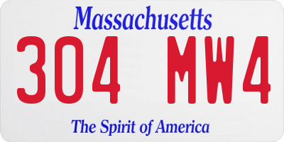 MA license plate 304MW4