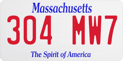MA license plate 304MW7