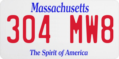 MA license plate 304MW8