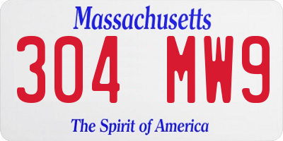 MA license plate 304MW9