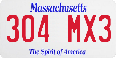 MA license plate 304MX3