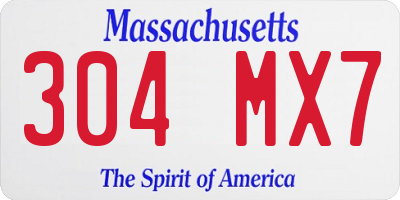 MA license plate 304MX7