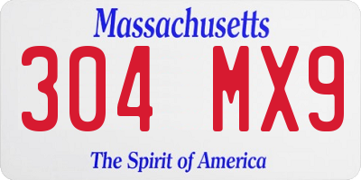 MA license plate 304MX9